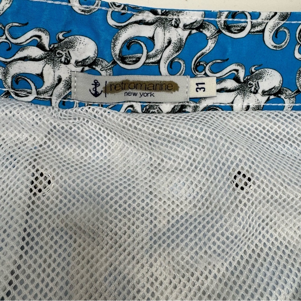 Retromarine Men's Blue Octopus-Pattern Swim Trunks 31 - Picture 5 of 9